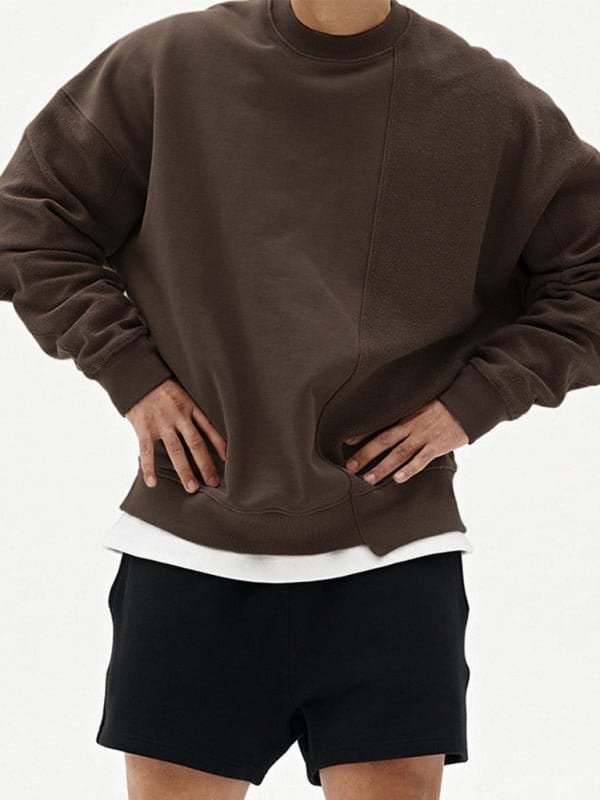 Askew Knitted Crew Neck Sweatshirt