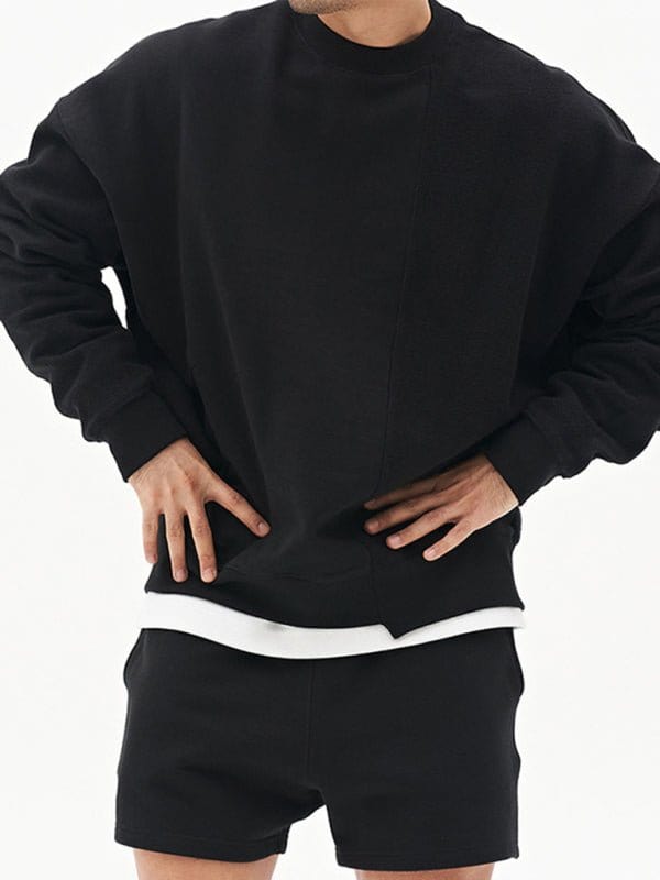 Askew Knitted Crew Neck Sweatshirt