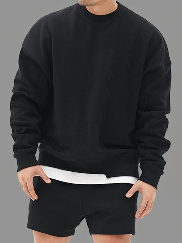 Askew Knitted Crew Neck Sweatshirt Black / M