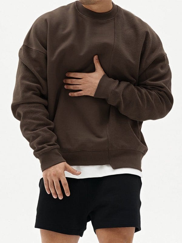 Askew Knitted Crew Neck Sweatshirt Brown / M