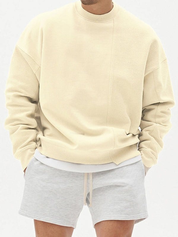 Askew Knitted Crew Neck Sweatshirt Cream / M