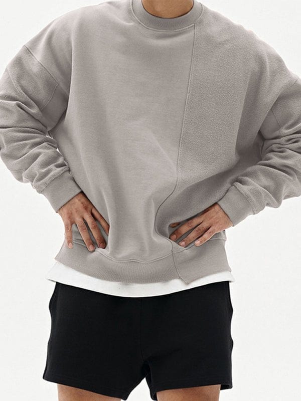 Askew Knitted Crew Neck Sweatshirt Gray-Brown / M