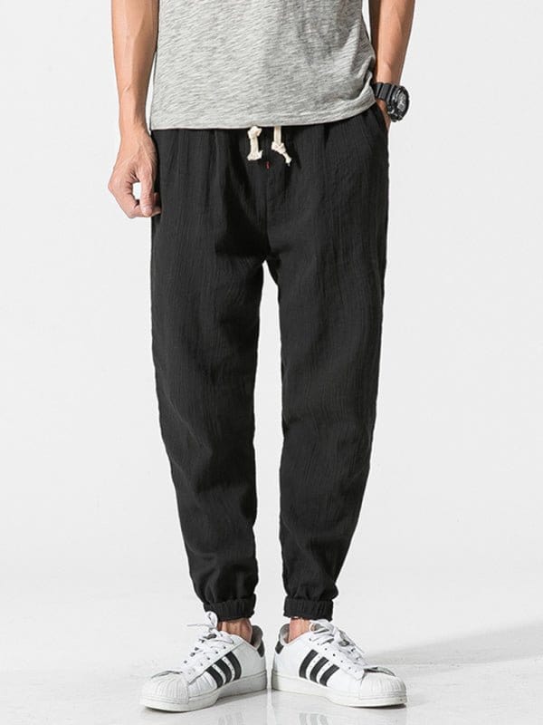 Baggy Linen Pants Black / M