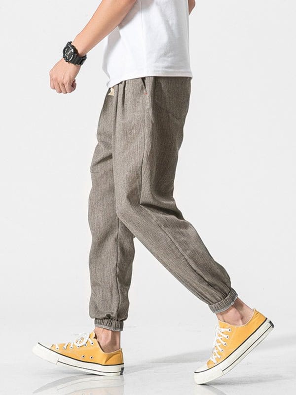 Baggy Linen Pants Gray-Brown / M