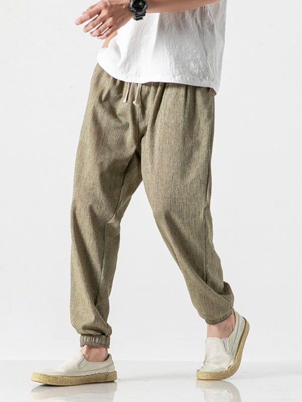 Baggy Linen Pants Khaki / M