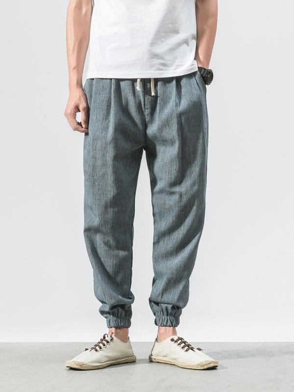 Baggy Linen Pants Slate Gray / M