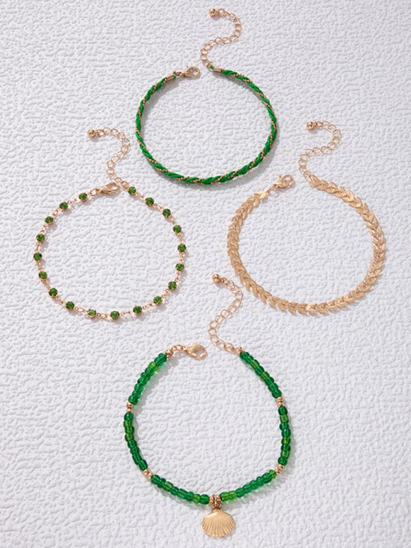 Beaded Shell Anklet Set of 4