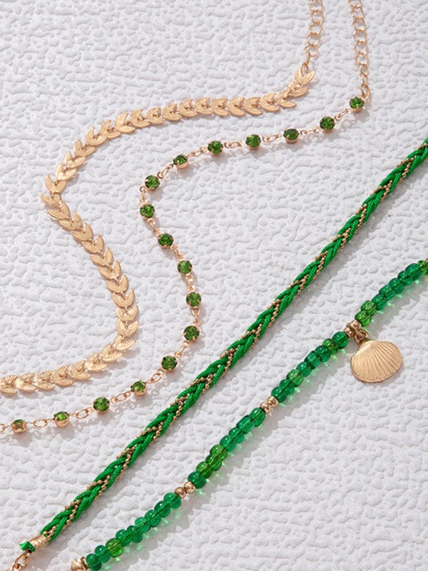 Beaded Shell Anklet Set of 4