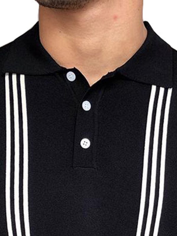 Black Striped Slim Fit Polo