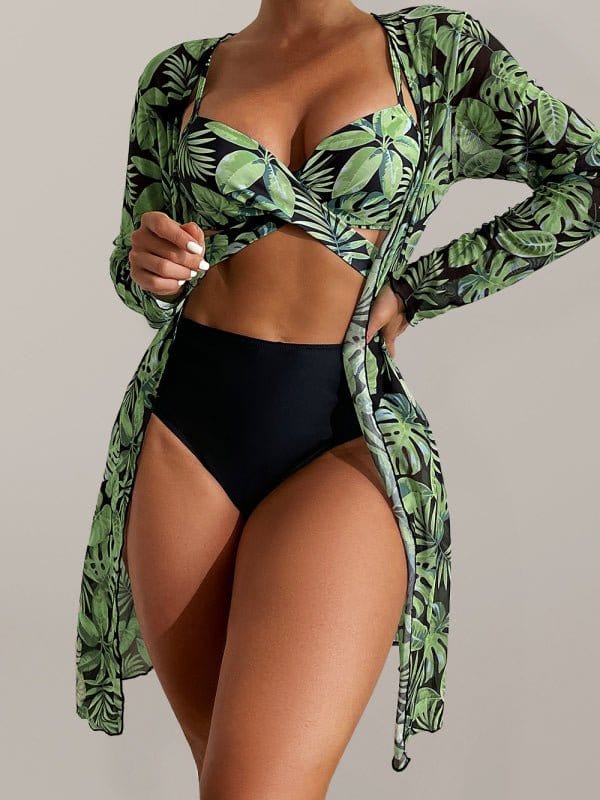 Cocoa Beach Three-Piece Bikini Set Green / S