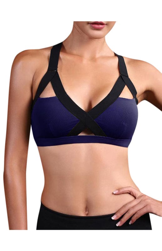 Color Contrast Sports Bra Champlain Blue / S