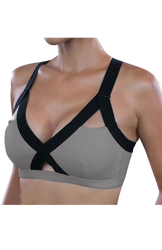 Color Contrast Sports Bra Grey / S