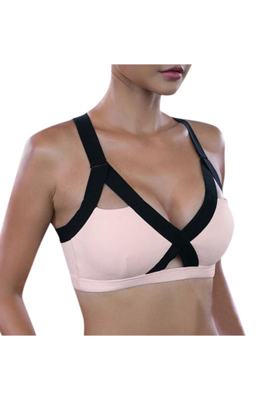 Color Contrast Sports Bra Pink / S