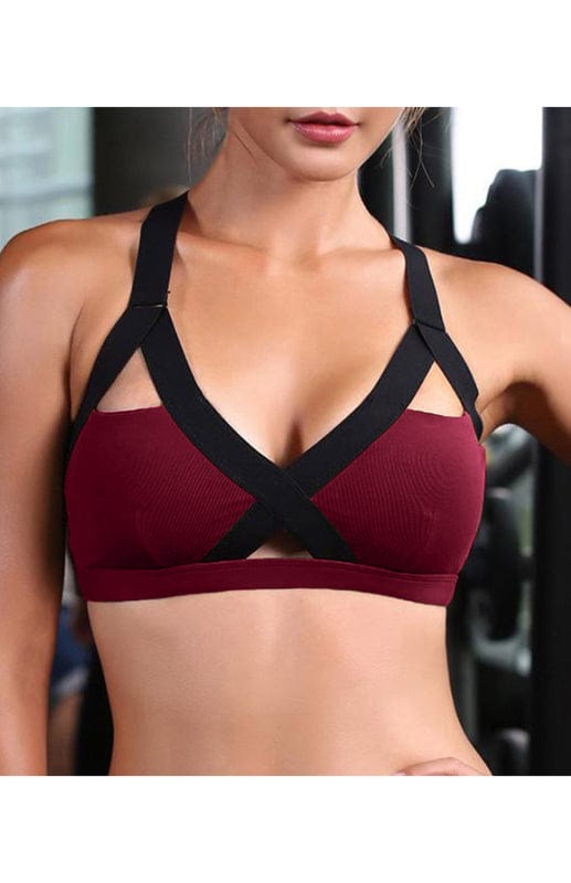 Color Contrast Sports Bra Red / S