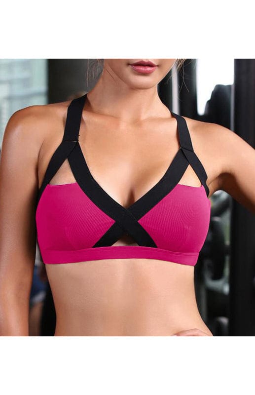 Color Contrast Sports Bra Rose Red / S