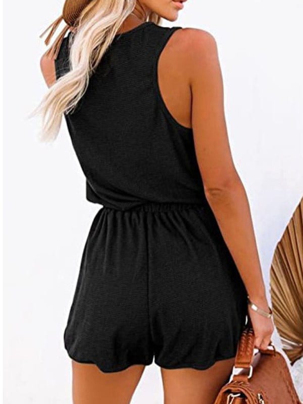 Comfy Sleeveless Wide Leg Button Up Romper