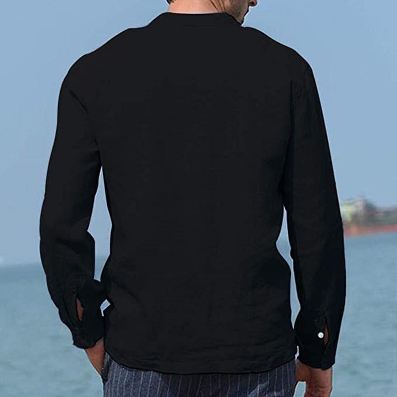 Cotton & Linen Long Sleeve Pocket Shirt