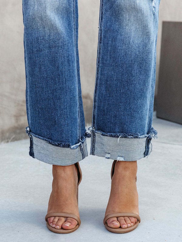 Crossover Fly Straight Leg Jeans