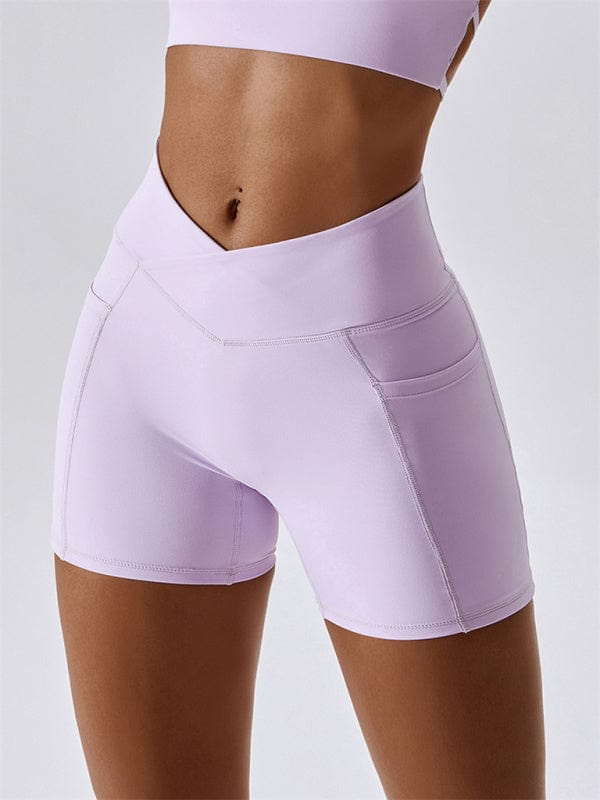 Crossover Waist Shorts with Pockets Lavender / S