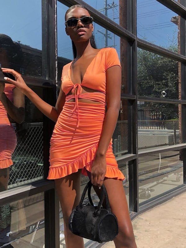 Deep V Strappy Mini Dress