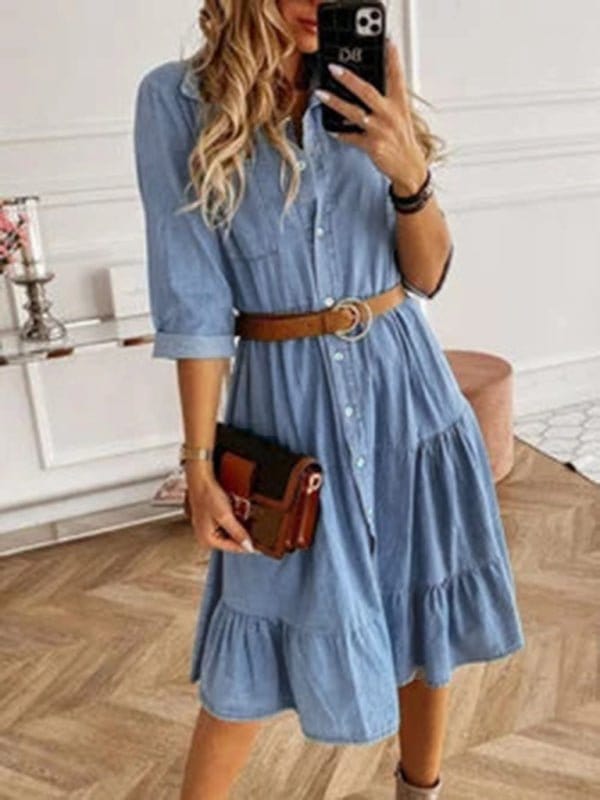 Denim Button-up Midi Dress