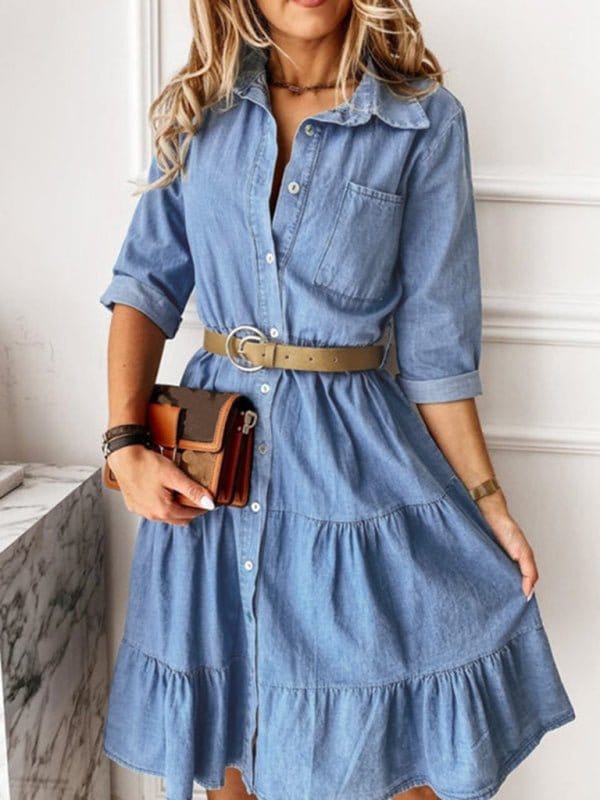 Denim Button-up Midi Dress