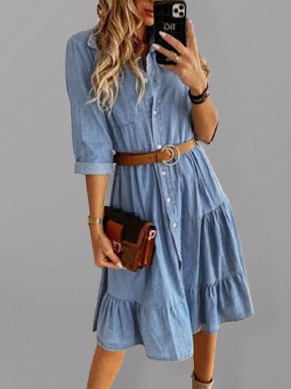 Denim Button-up Midi Dress