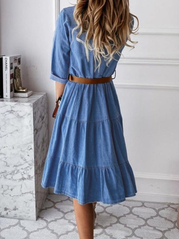 Denim Button-up Midi Dress Blue / S