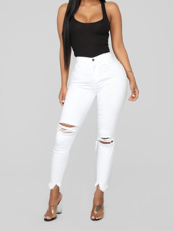 Distressed High-Waisted Skinny Jeans