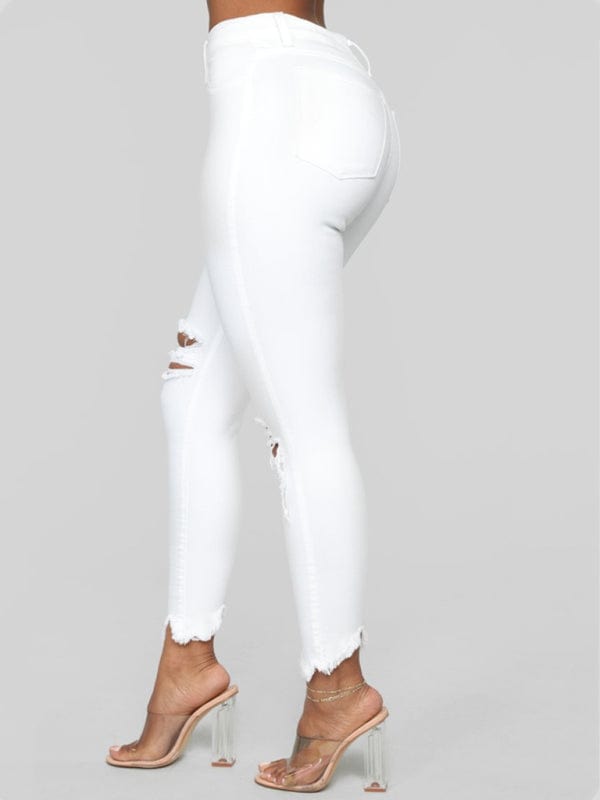 Distressed High-Waisted Skinny Jeans