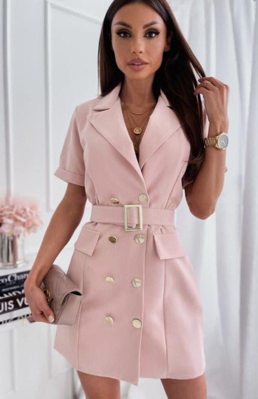 Double Button-Up Dress with Pockets and Belt