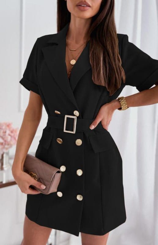 Double Button-Up Dress with Pockets and Belt