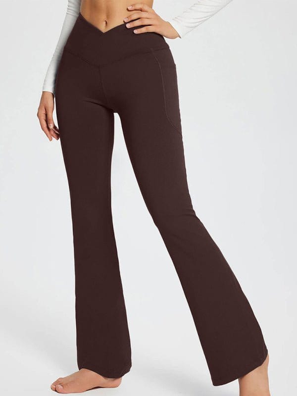 Flattering High-Waisted Wide Leg Leggings Brown / S