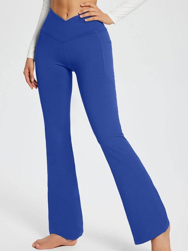 Flattering High-Waisted Wide Leg Leggings Clear blue / S