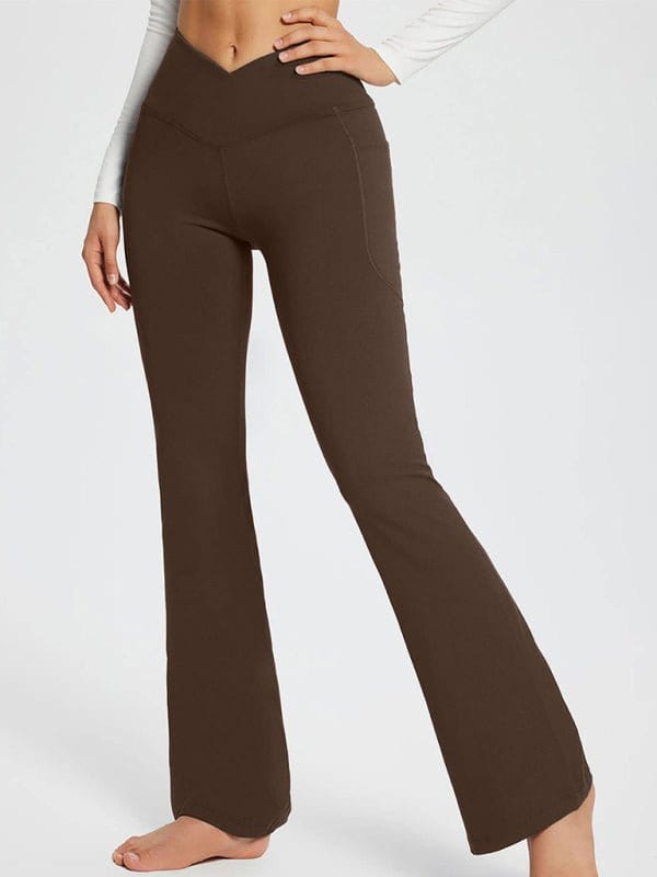 Flattering High-Waisted Wide Leg Leggings Coffe / S