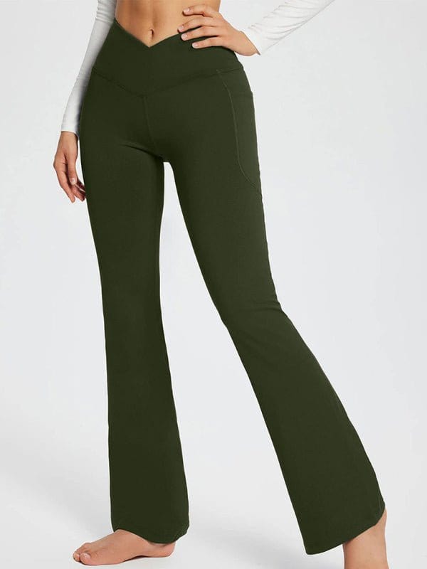 Flattering High-Waisted Wide Leg Leggings Green / S