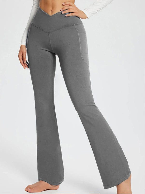 Flattering High-Waisted Wide Leg Leggings Grey / S