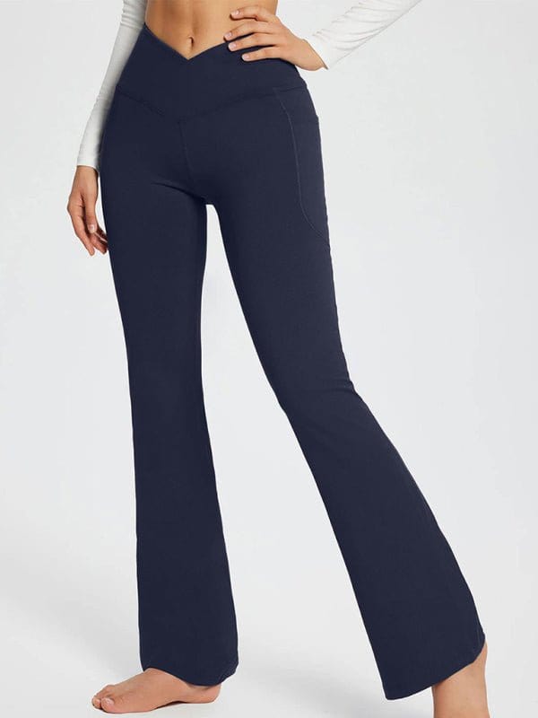 Flattering High-Waisted Wide Leg Leggings Purplish blue navy / S