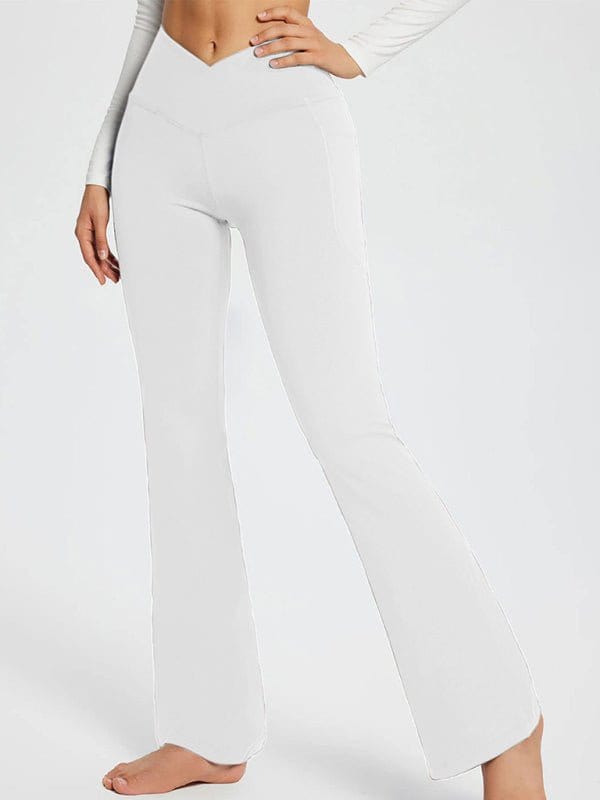 Flattering High-Waisted Wide Leg Leggings White / S