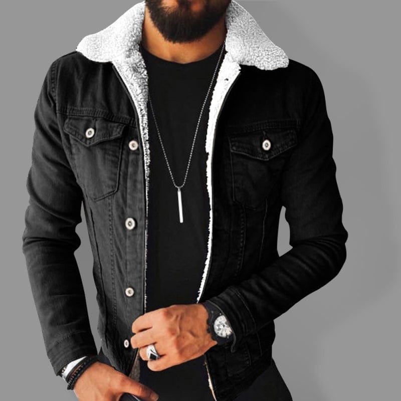 Fleece Lined Denim Jacket Black / S