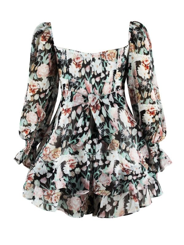 Floral Sweetheart Puff Sleeve Rompers