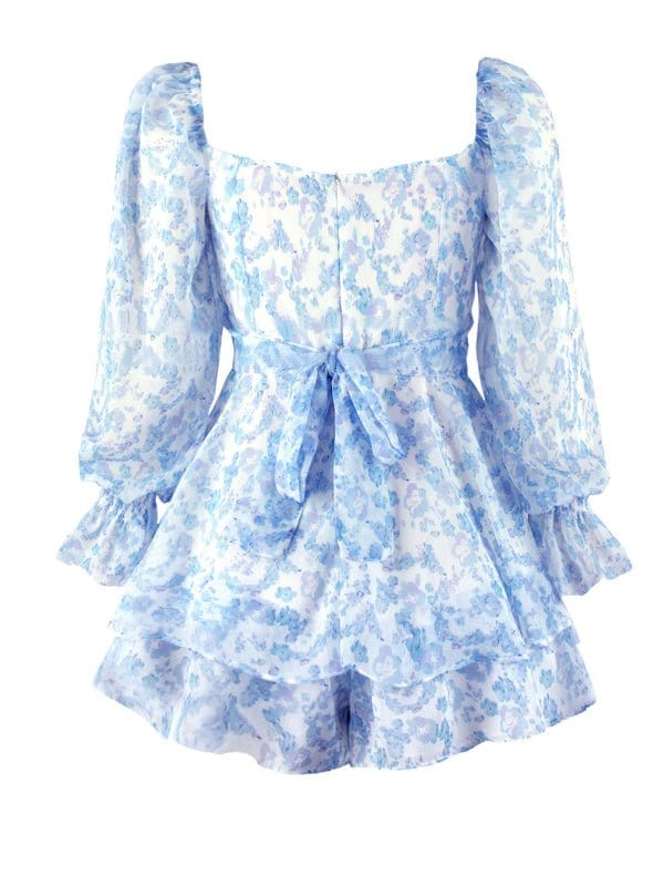 Floral Sweetheart Puff Sleeve Rompers