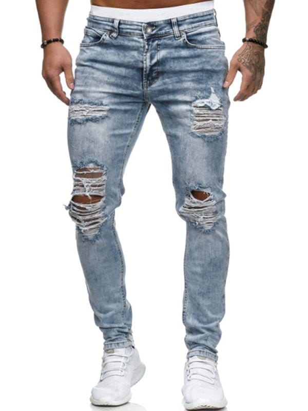 Frayed Slim Fit Jeans Blue / S