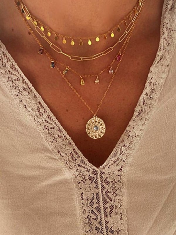 Gold-Colored Layered Boho Necklace Gold / One Size