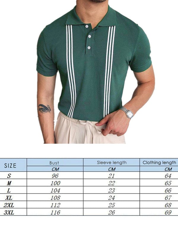 Green Striped Slim Fit Polo