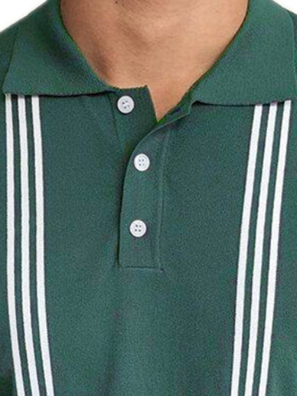 Green Striped Slim Fit Polo