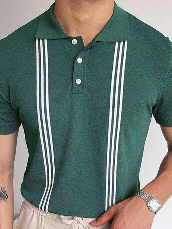 Green Striped Slim Fit Polo Green / S