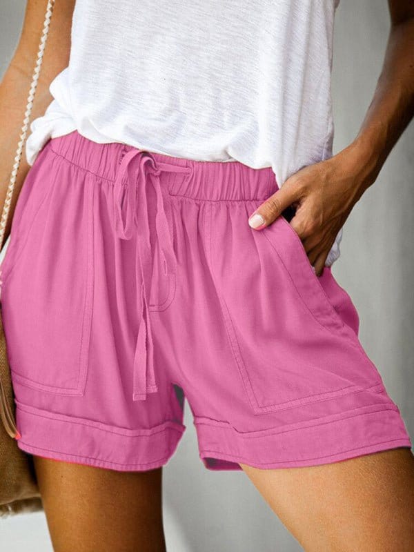 High Waist Straight Leg Shorts with Pockets