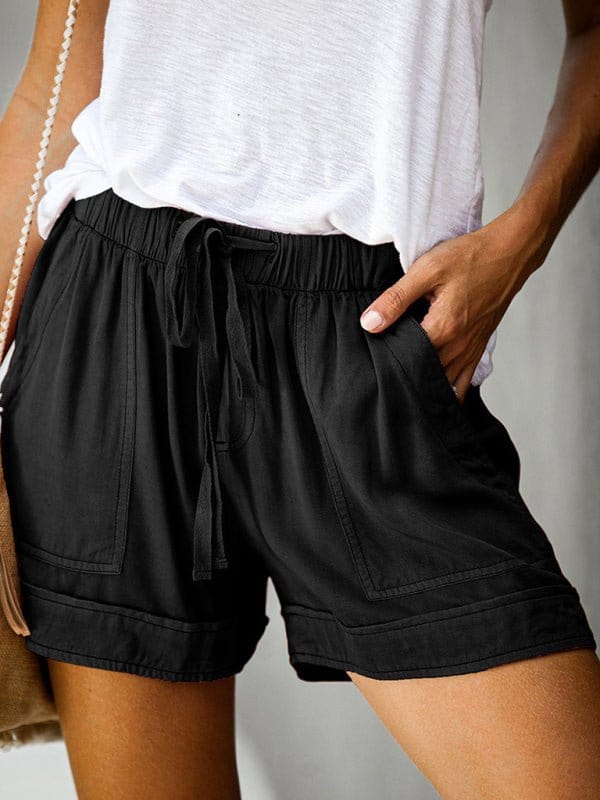 High Waist Straight Leg Shorts with Pockets