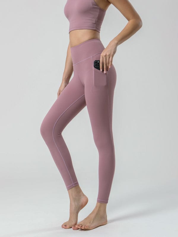 High Waisted Leggings With Pockets Pink / XS